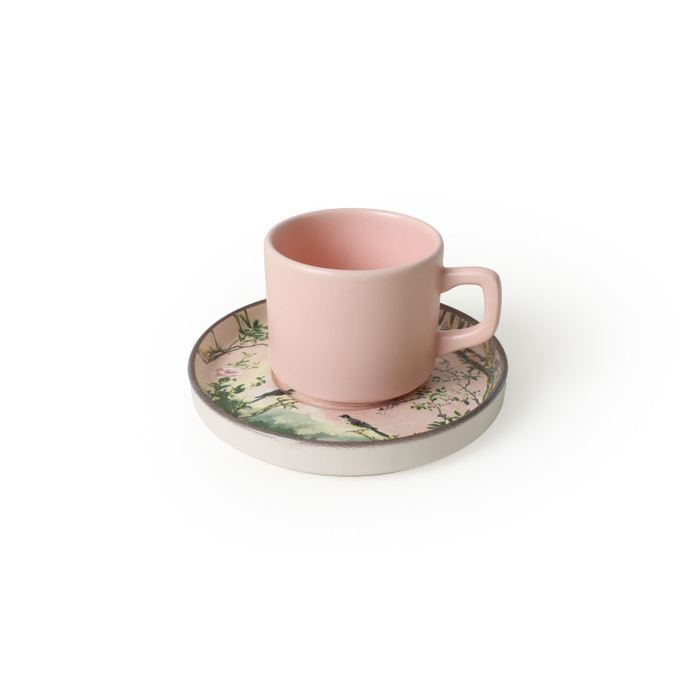 Pink Woods Stackable Tea Set 12 Pieces for 6 People
