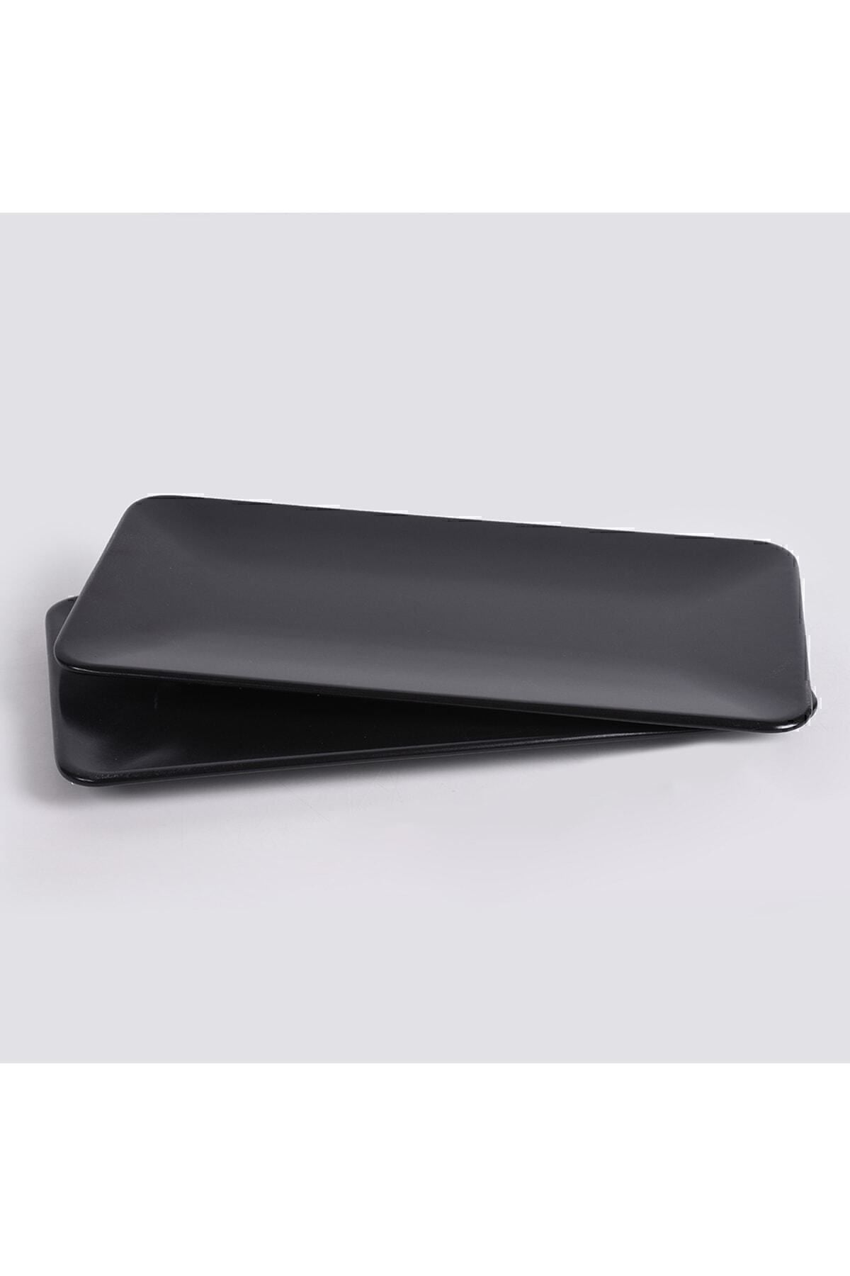 Siera Matte Black Boat-Shaped Plate, 33 cm, 2 Pieces