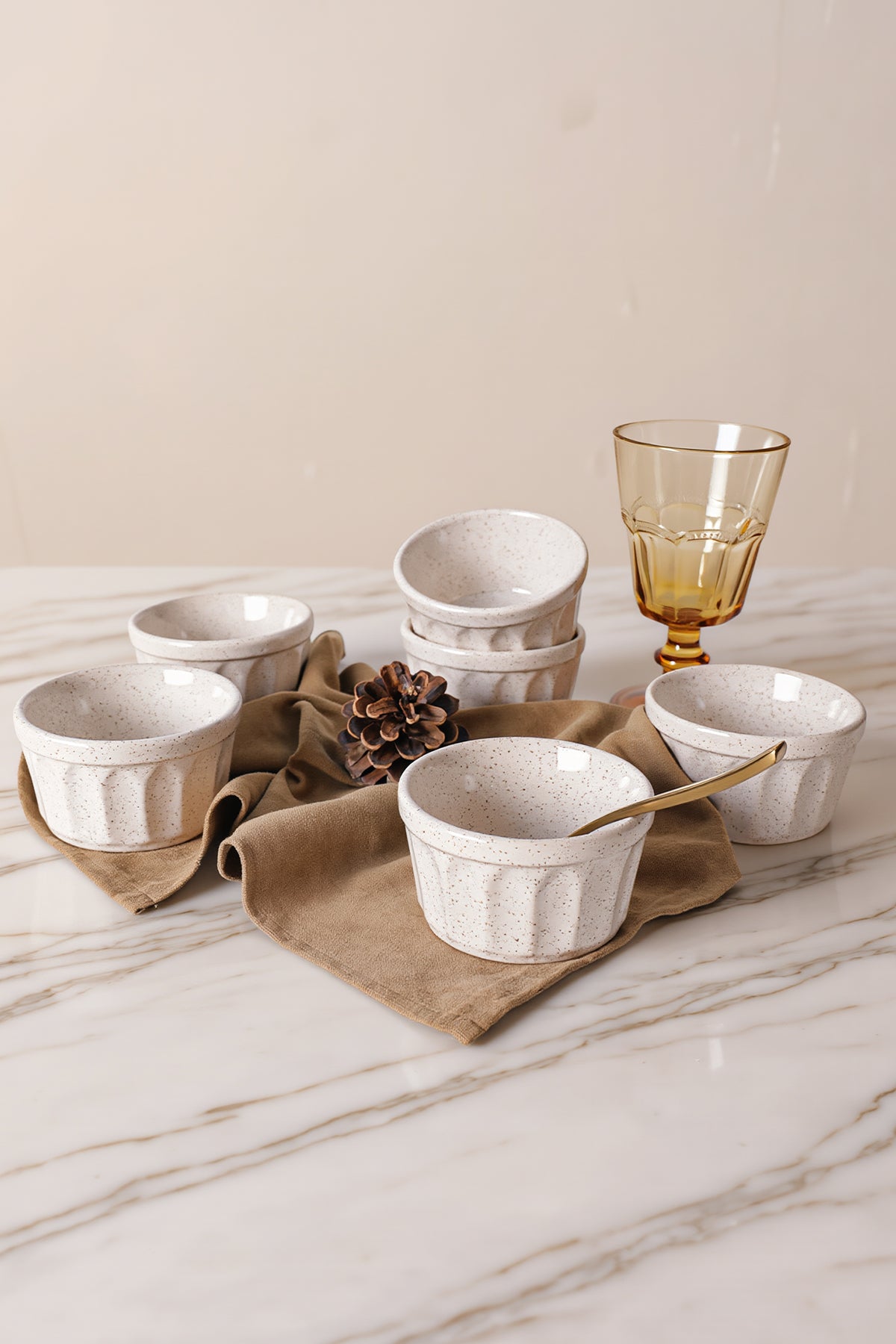 Reactive Cream Almond Soufflé Bowl 9 cm 6 Pieces