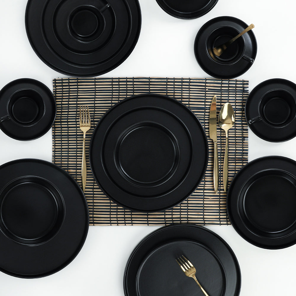 Matte Black Stackable Dining/Breakfast Set 20 Pieces for 4 People