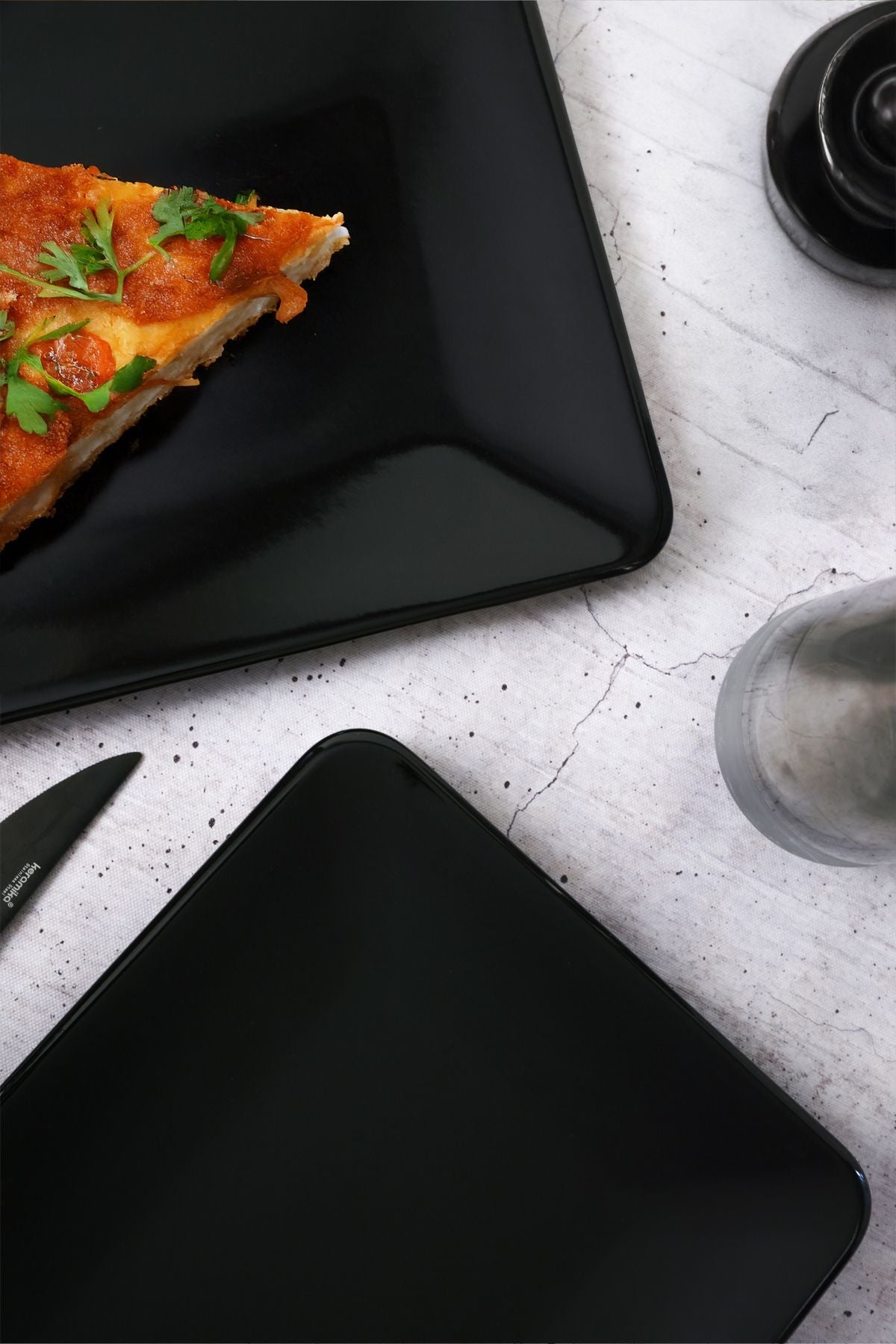 Black Siera Boat-Shaped Plate, 31 cm, 2 Pieces