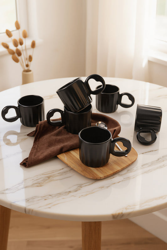 Matte Black Senta Mug, 8 cm, 6 Pieces