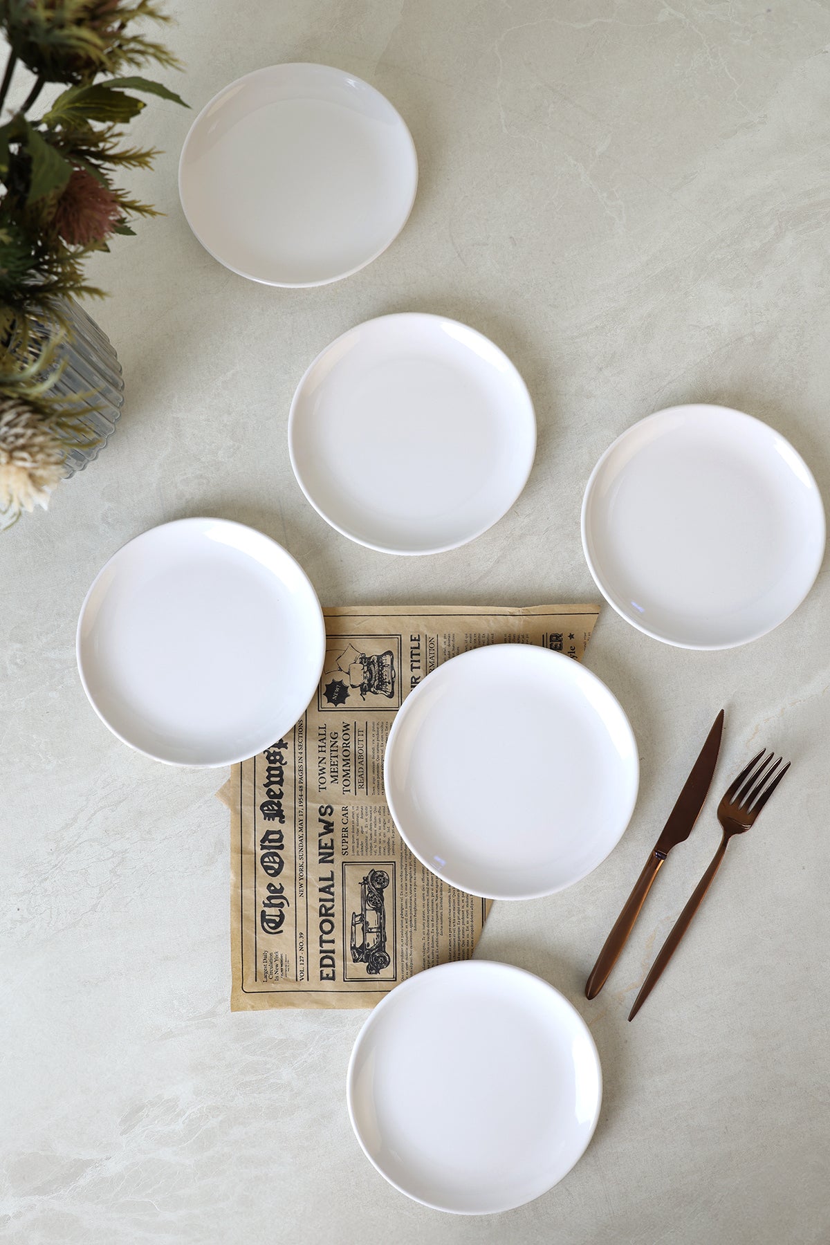 White Delta Cake Plate 17 cm 6 Pieces