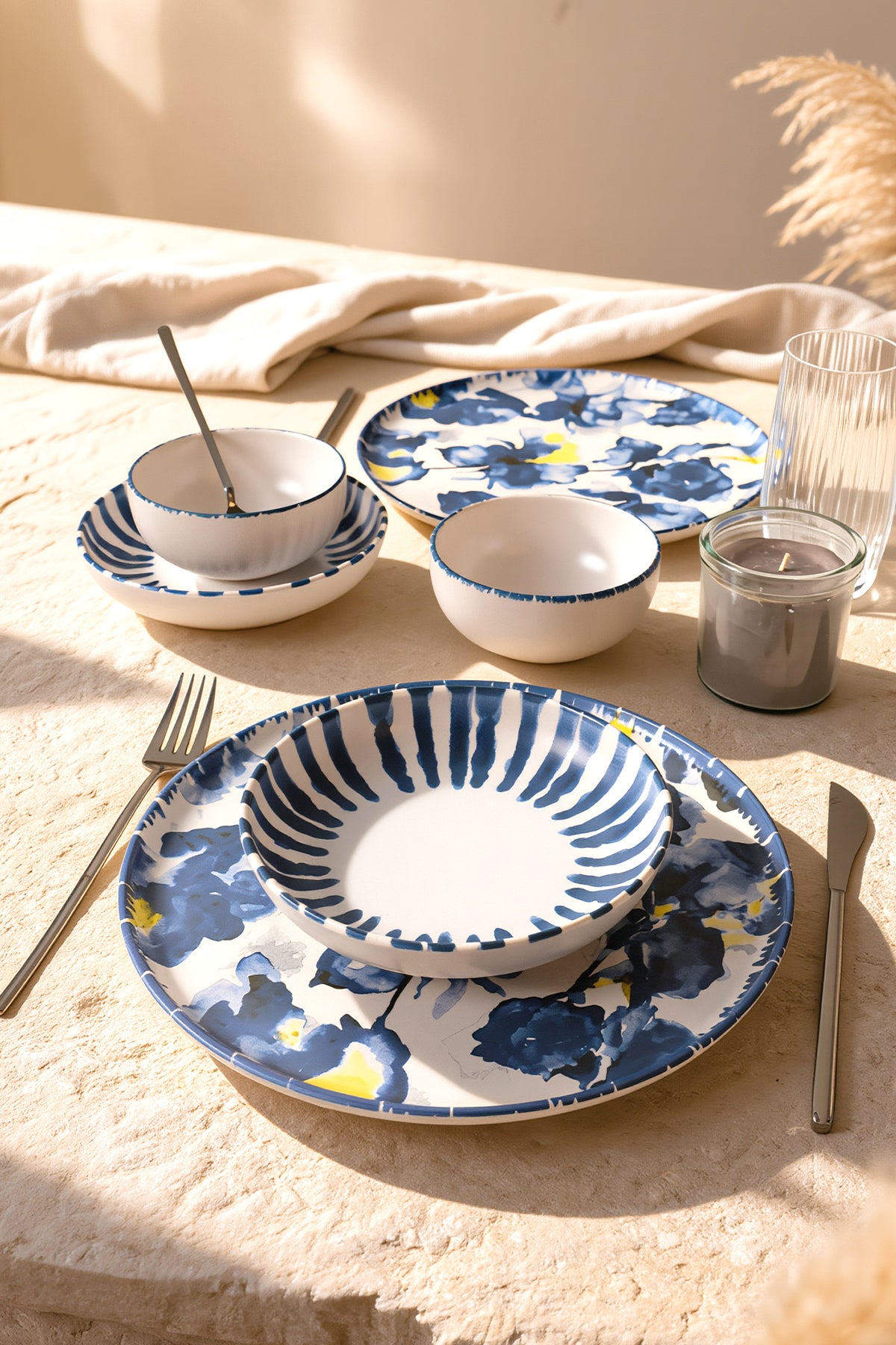 Azure Nordic 6-Piece Dinner Set for 2 People
