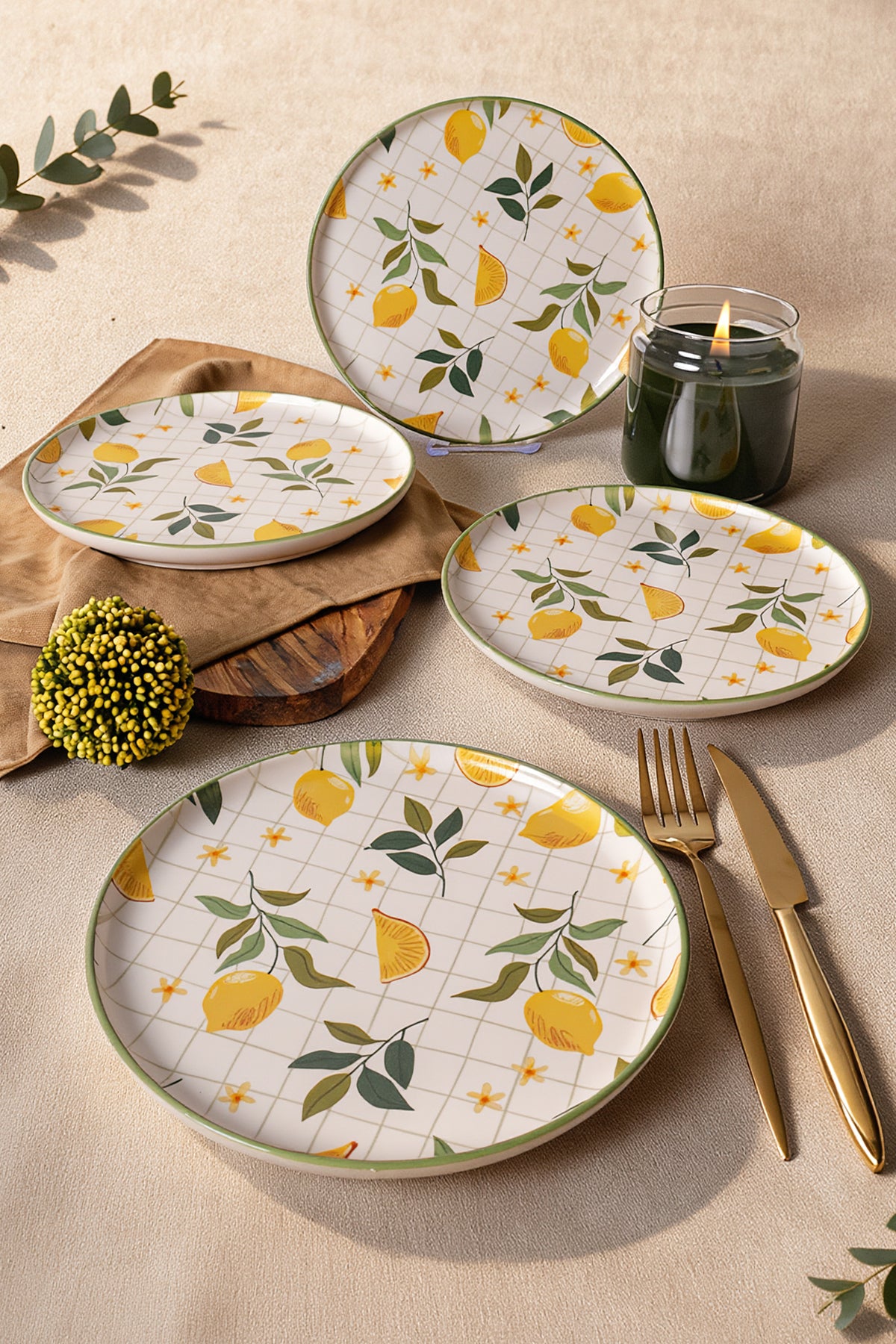 Lemon Nordic Plate 22 cm 4 Pieces