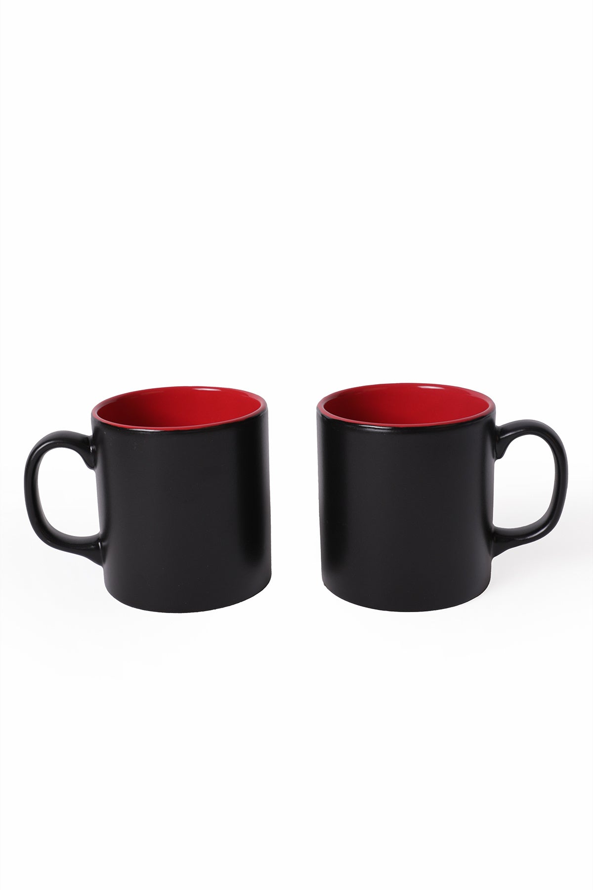 Matte Black / Red Cylindrical Mug, 10 cm, 2 Pieces