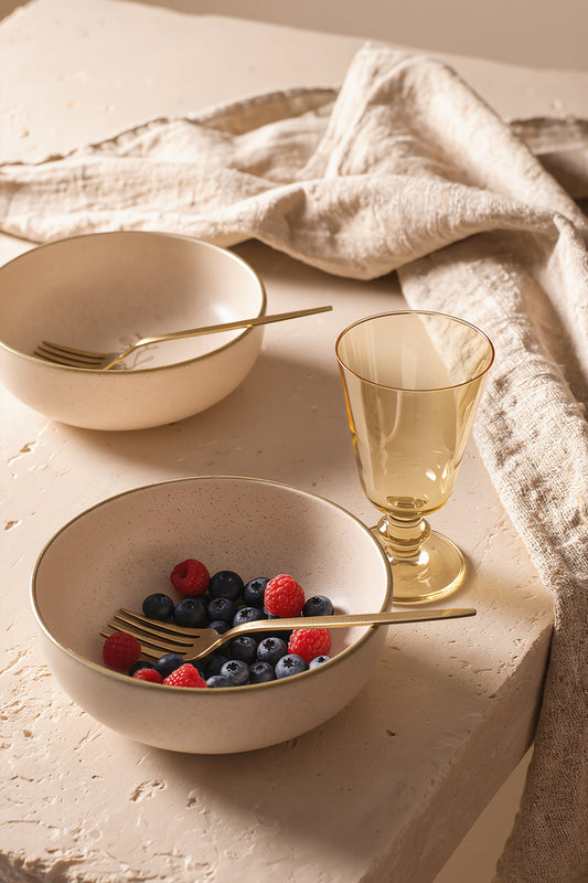 Taupe Bloom Salad Bowl 18 cm 2 Pieces