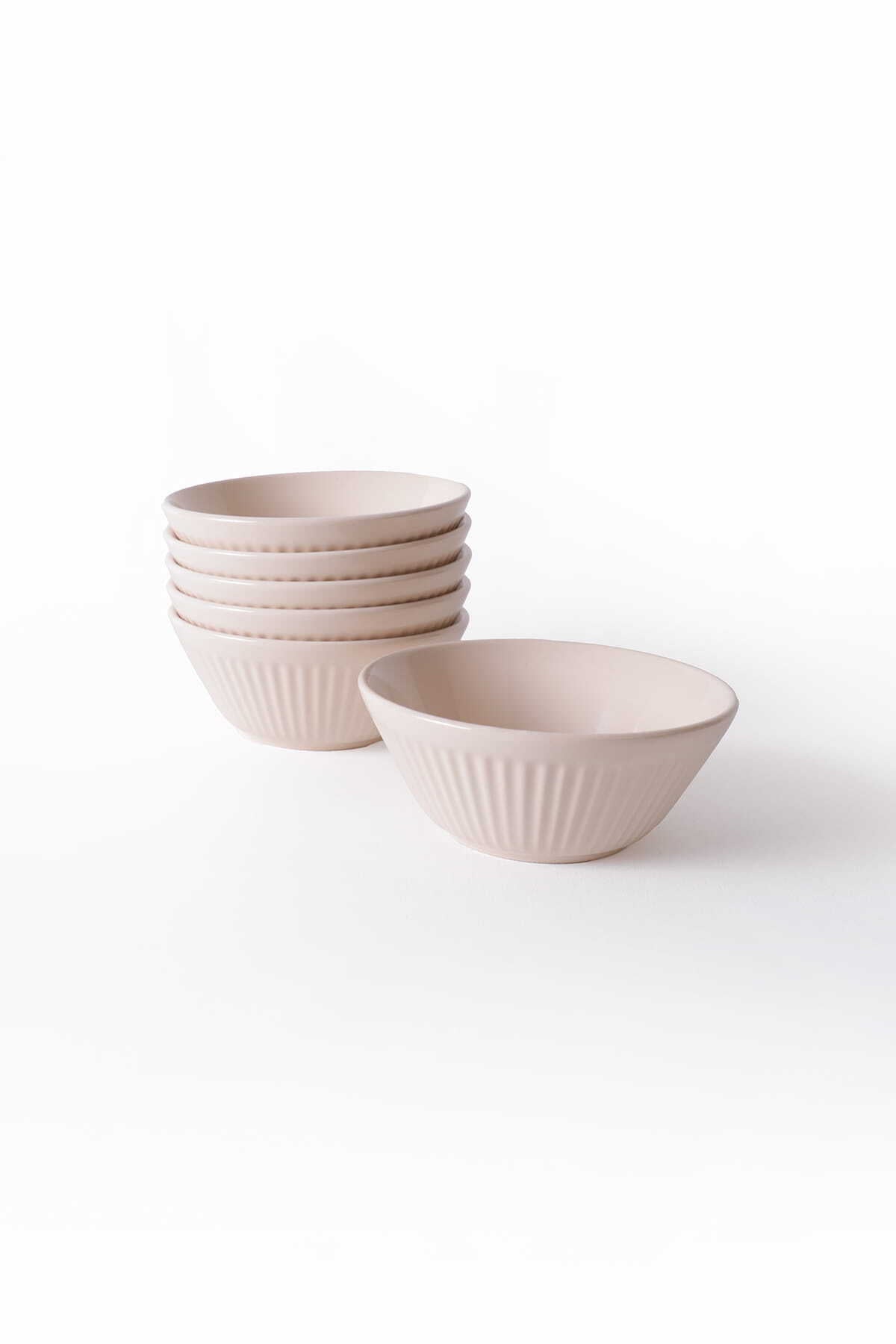 Cream Hitit Line Bowl 14 cm 6 Pieces
