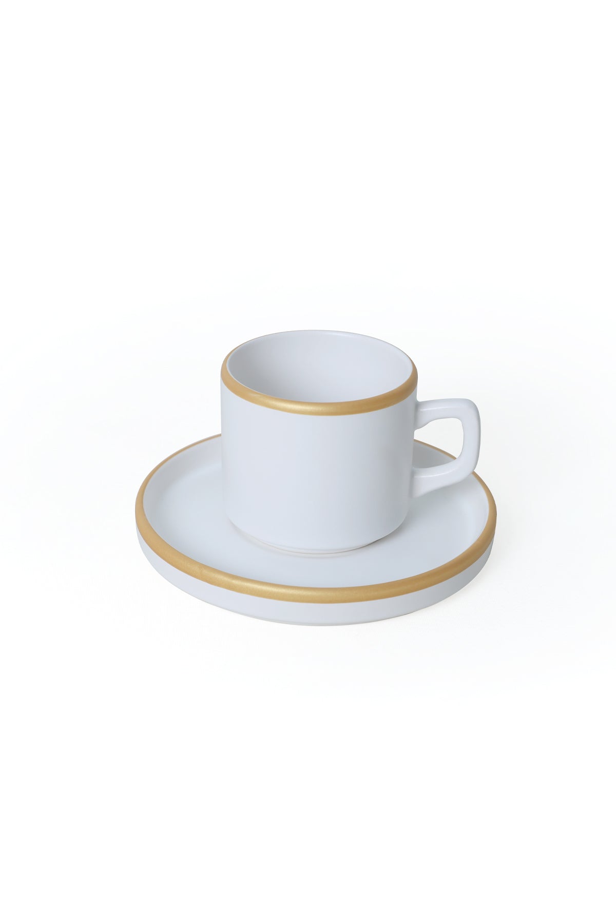 Matte White Gold Mesh Stackable Tea Set, 8 Pieces, for 4 People