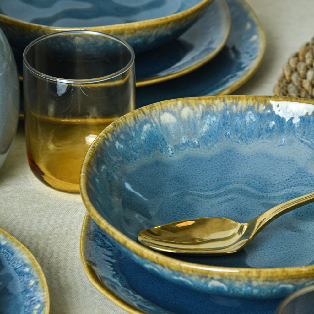 Shizen Blue Organic Dinner Set 18 Pieces for 6 People