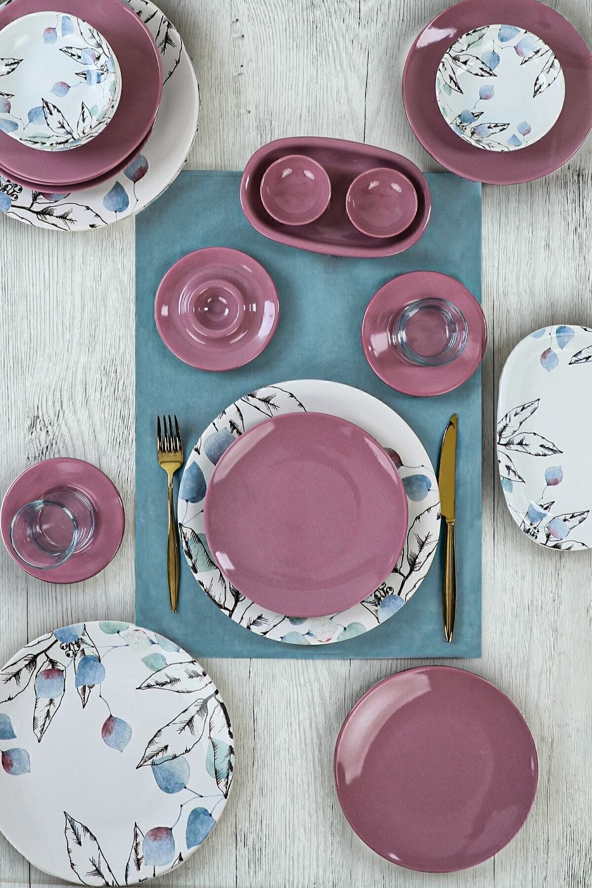 Keraart Blue Spring Breakfast Set, 50 Pieces, for 6 People