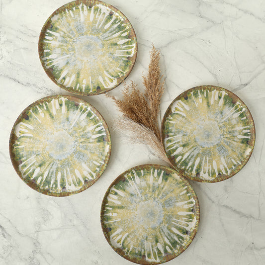 Green Ripple Nordic Cake Plate 22 Cm 4 Pieces