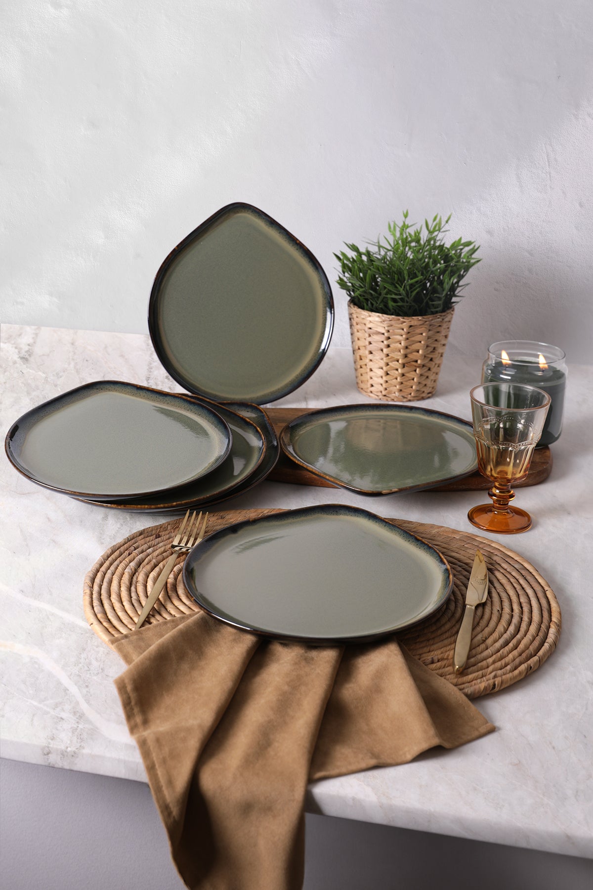 Reactive Green Serenity Serving Plate 27 cm 6 Pieces