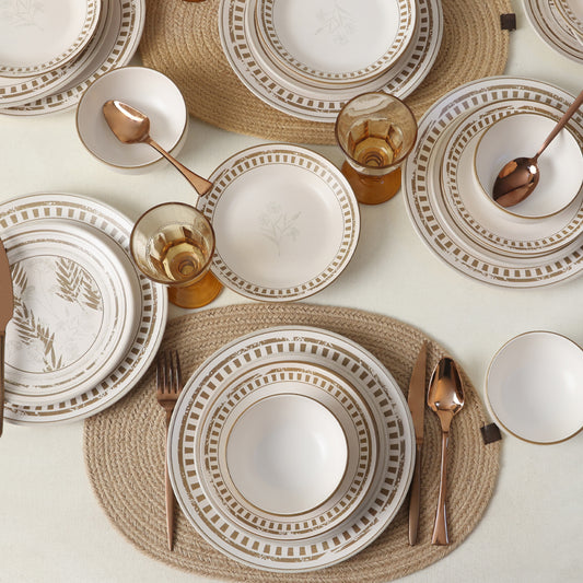 Brown Leaf Dinner Set 24 Pieces 6 Person