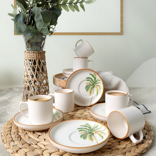 Bronze Palmiye Nordic Coffee Set 12 Pieces 6 Person