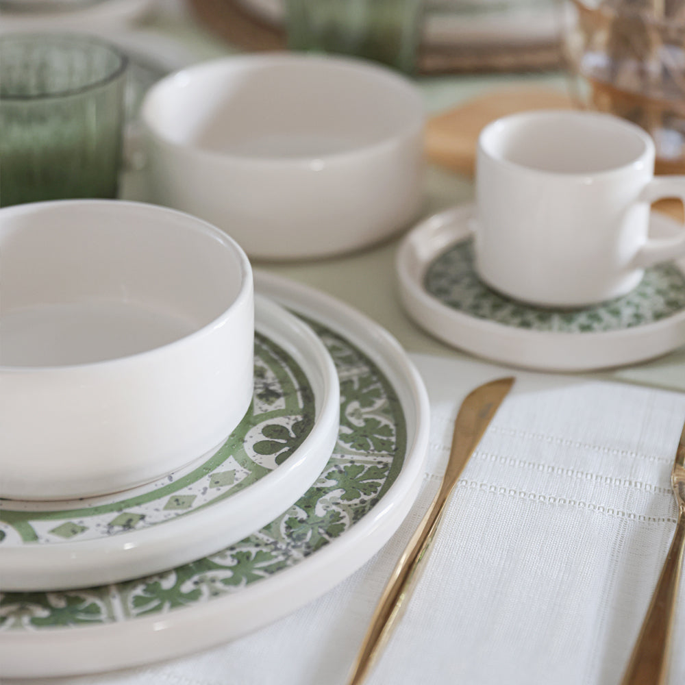 Timeless Green Stackable Dinner/Breakfast Set 20 Pieces for 4 People