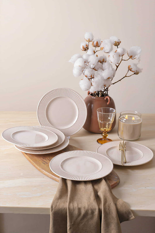 Cream Myra Pasta Plate 22 cm 6 Pieces