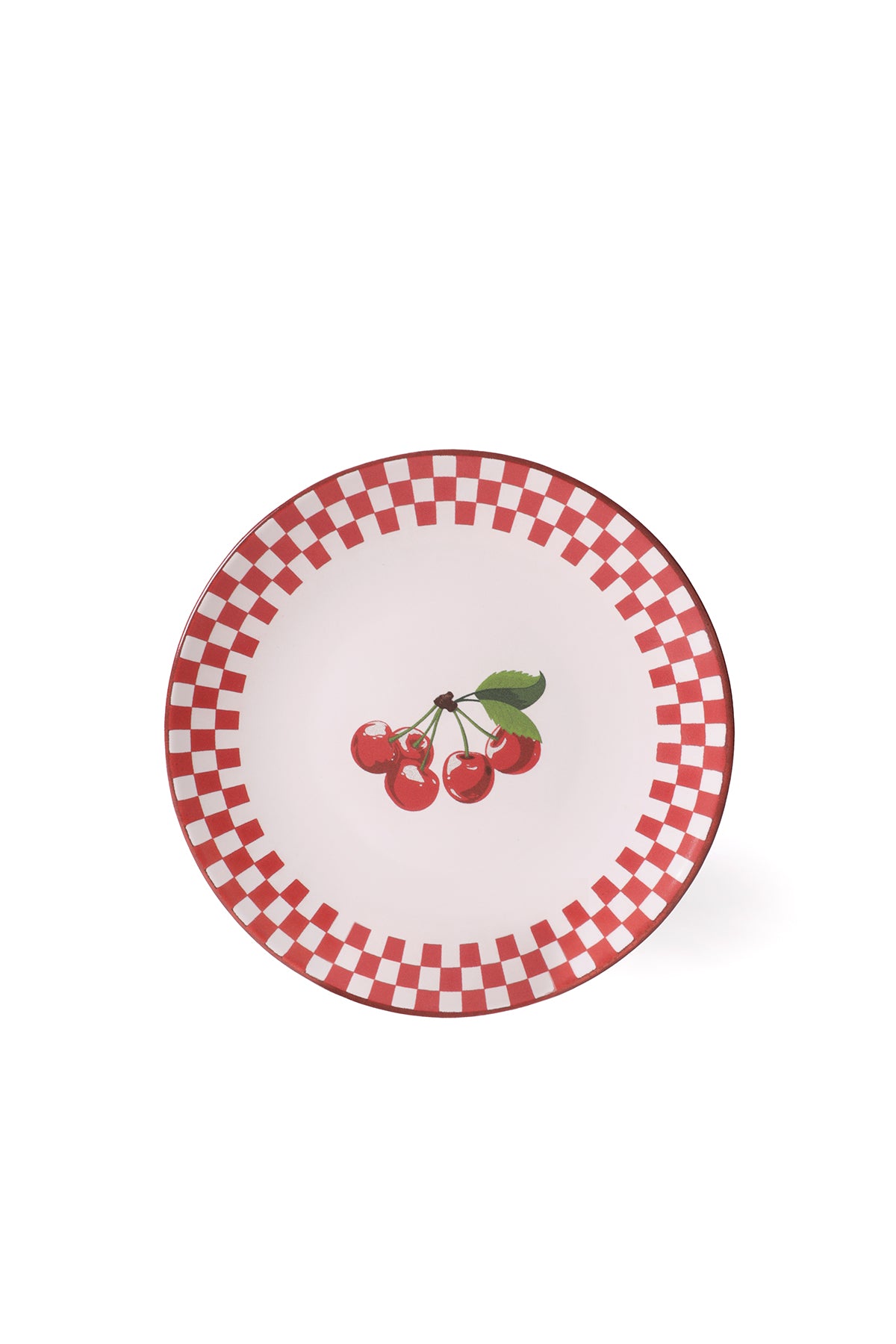 Plaid Cherry Plate 20 cm 4 Pieces