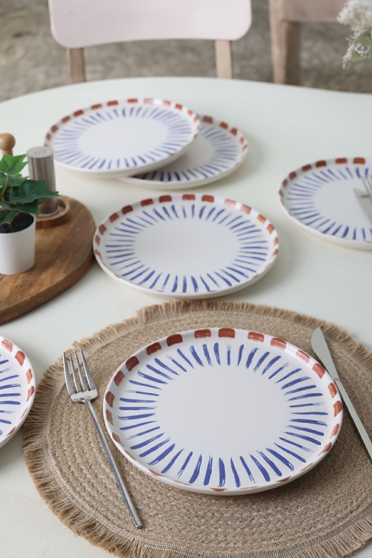 Red Line Pasta Plate 22 cm 6 Pieces