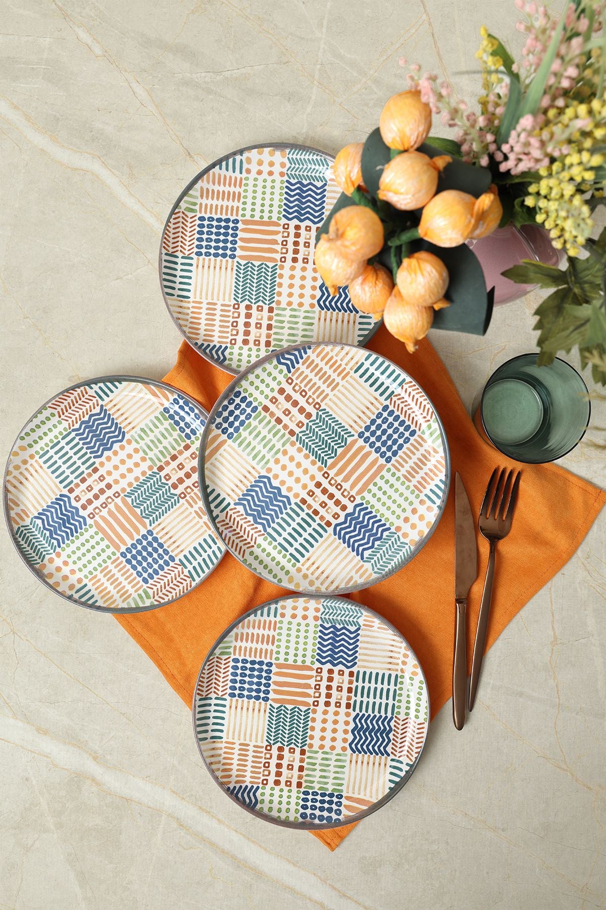 Ethnic Hittite Cake Plate 20 Cm 4 Pieces