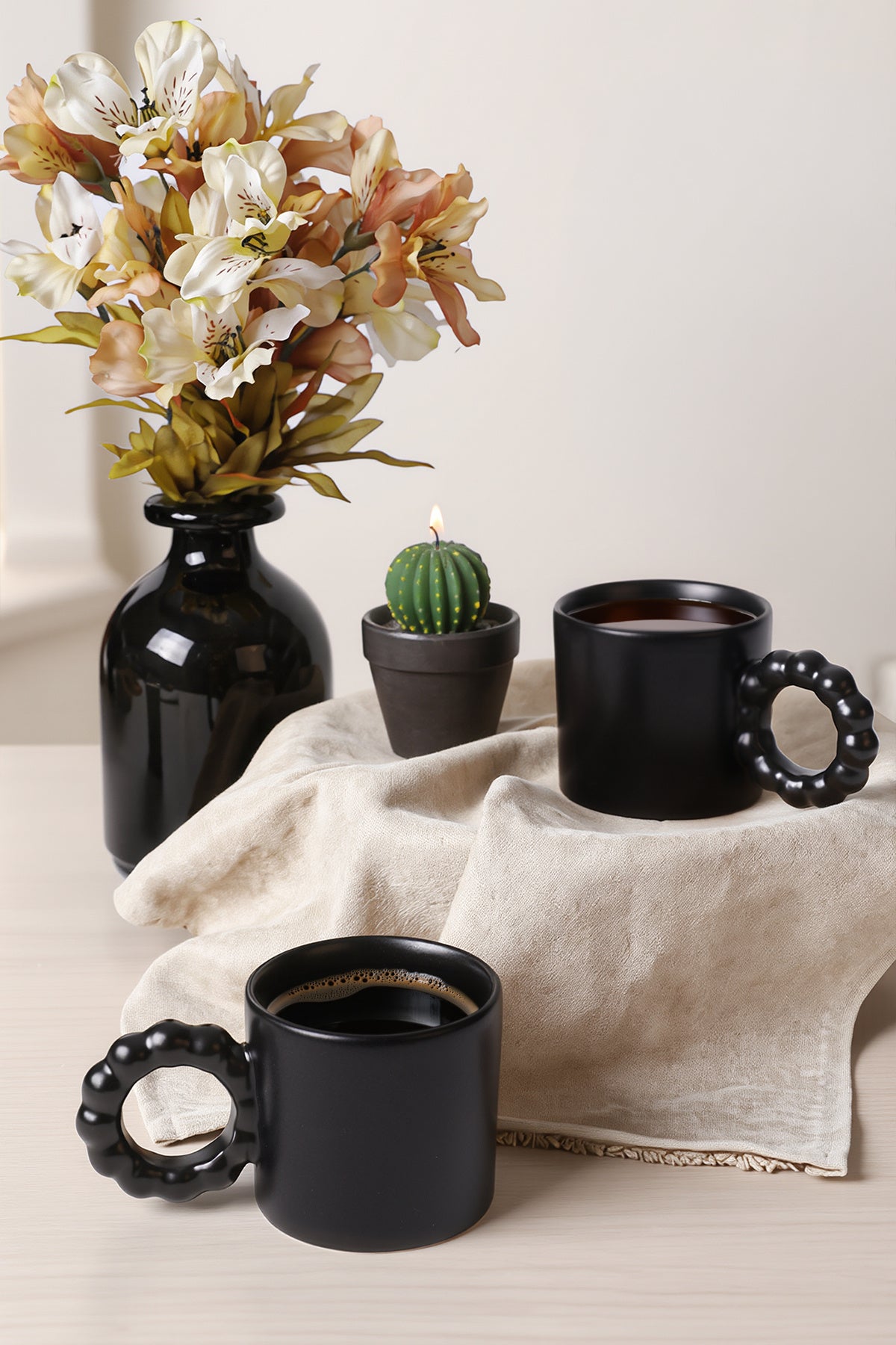 Matte Black Pearl Mug 8 cm 2 Pieces
