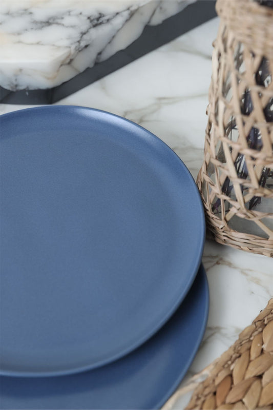Matte Blue Sardes Cake Plate 22 Cm 6 Pieces