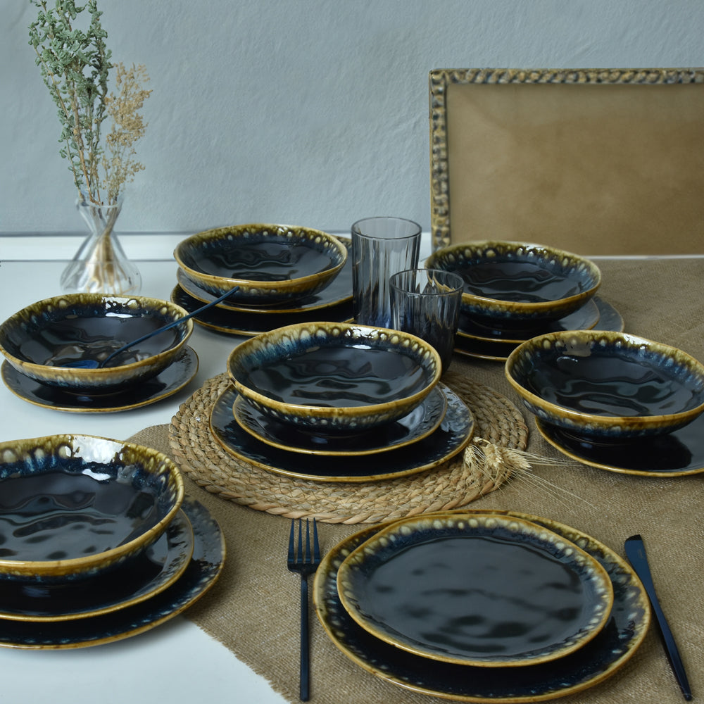 Shizen Black Organic Dinner Set 18 Pieces for 6 People