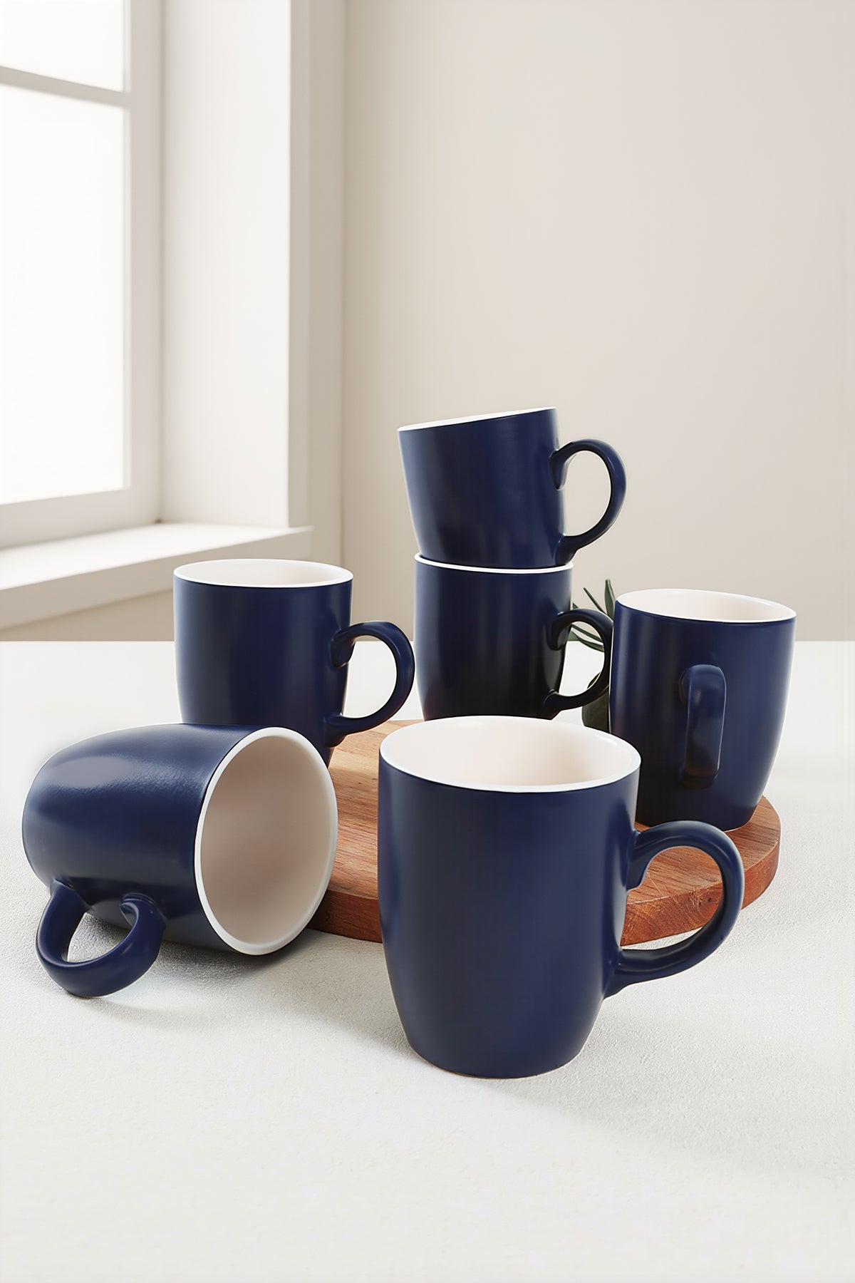 Matte Cobalt/Matte White Cloud Mug 9 cm 6 Pieces