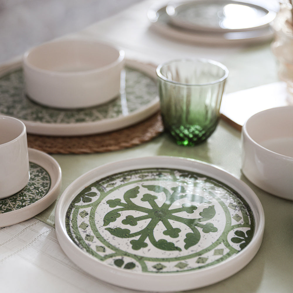 Timeless Green Stackable Dinner/Breakfast Set 20 Pieces for 4 People