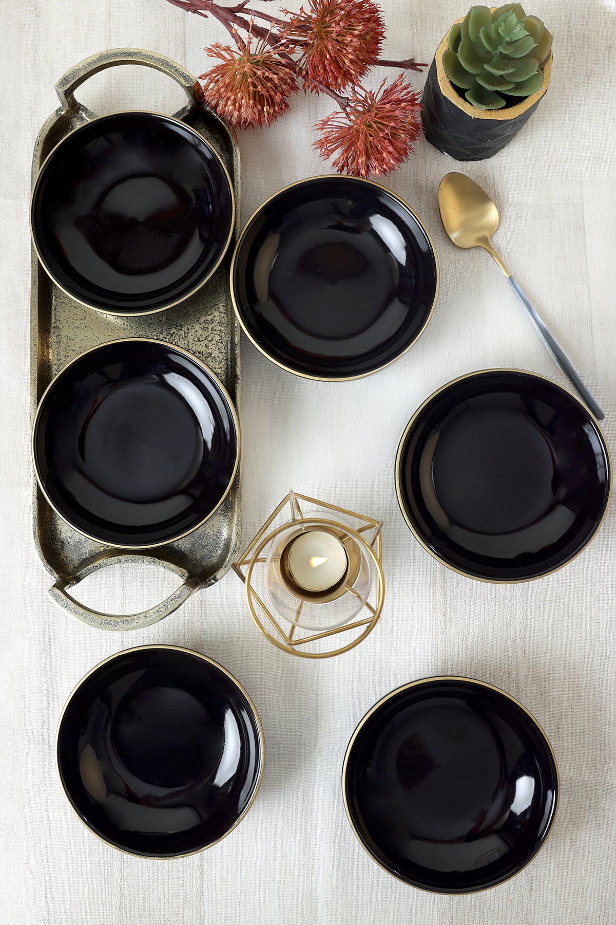 Black Gold Aegean Ring Bowl 13 cm 6 Pieces