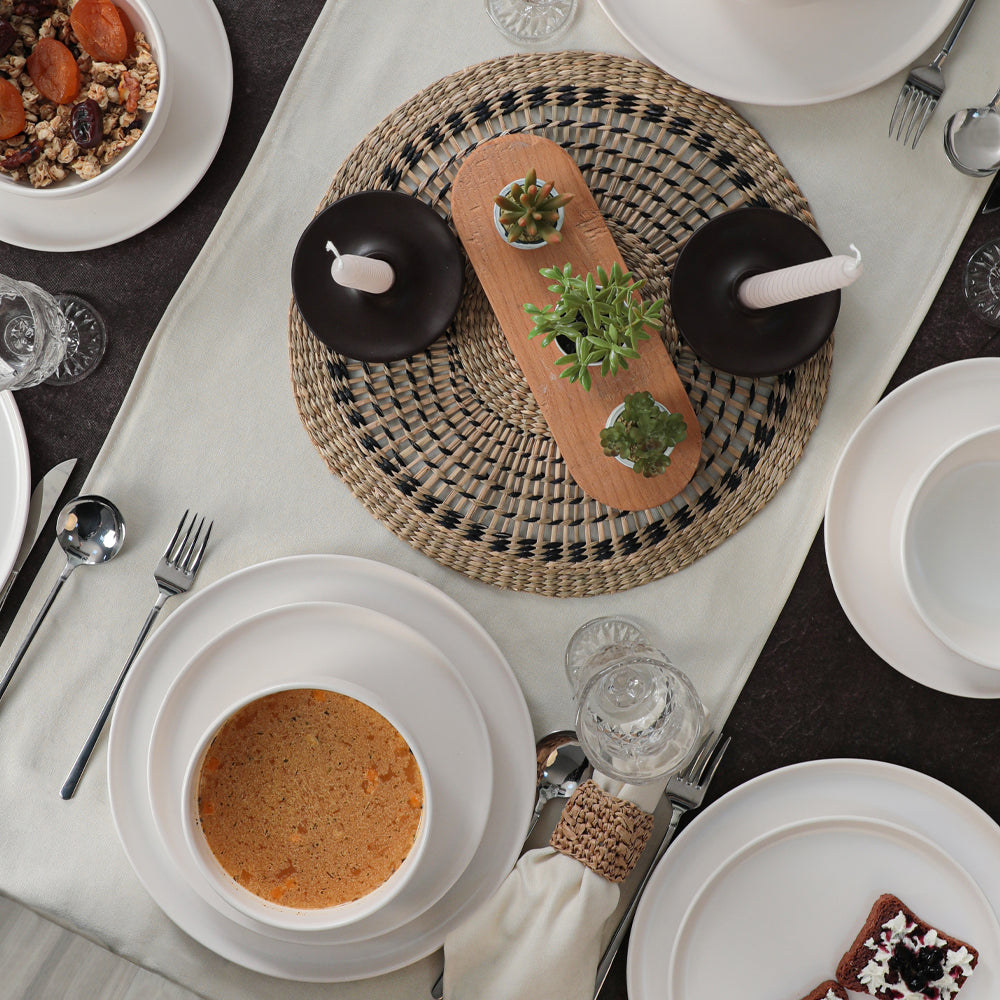 Nordic Matte White Dining Set 18 Pieces 6 Person