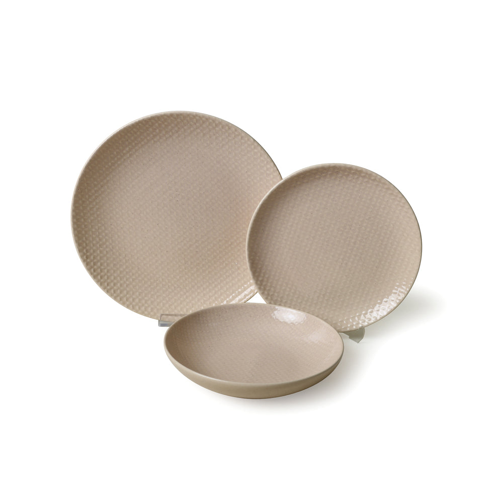 Sand Cream Relief Dinner Set 18 Pieces for 6 People