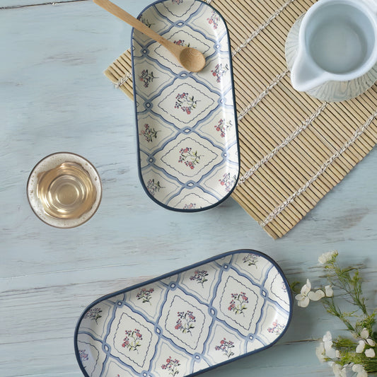 Floral Waves Noyan Boat Plate 26 Cm 2 Pieces