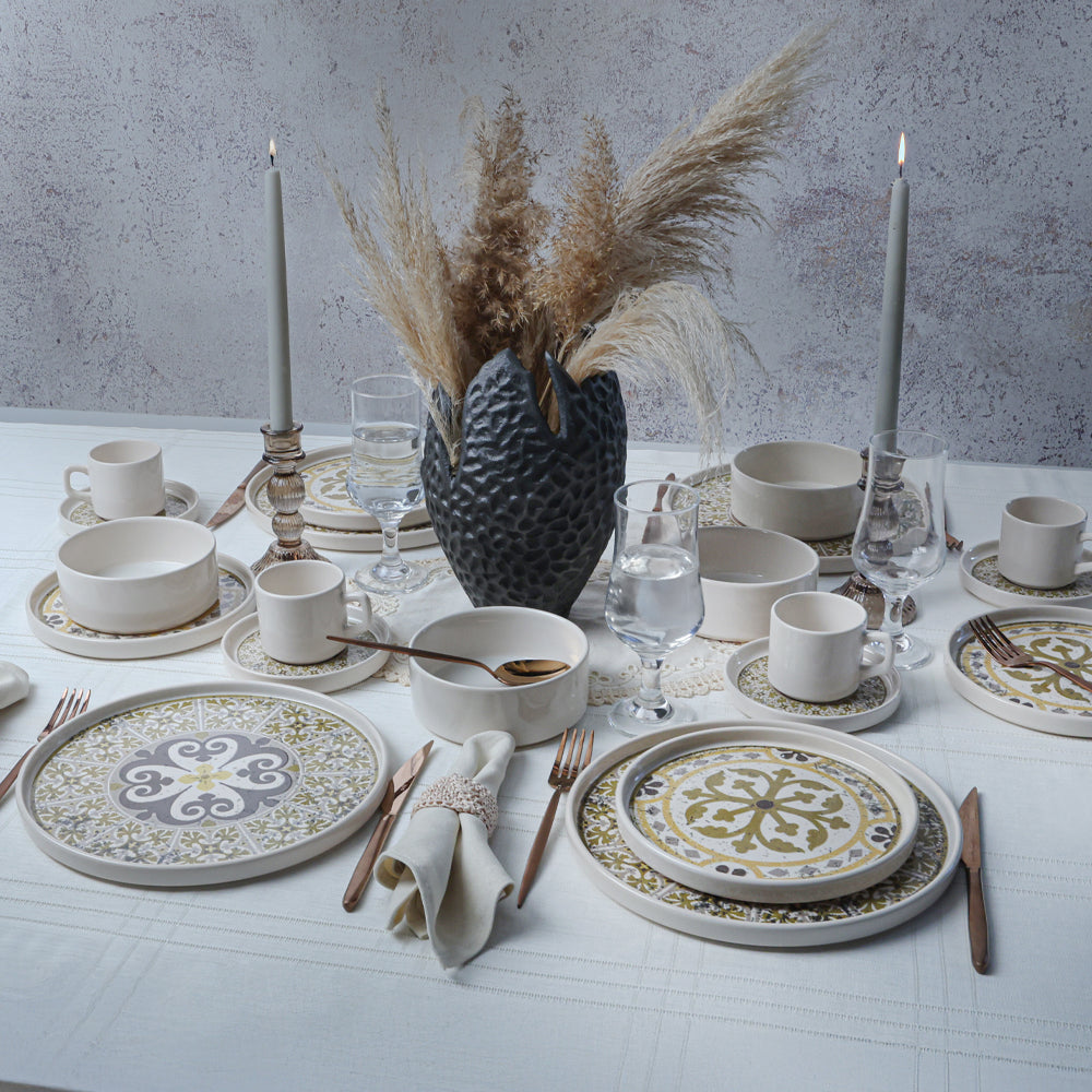 Timeless Brown Stackable Dinner/Breakfast Set 20 Pieces for 4 People