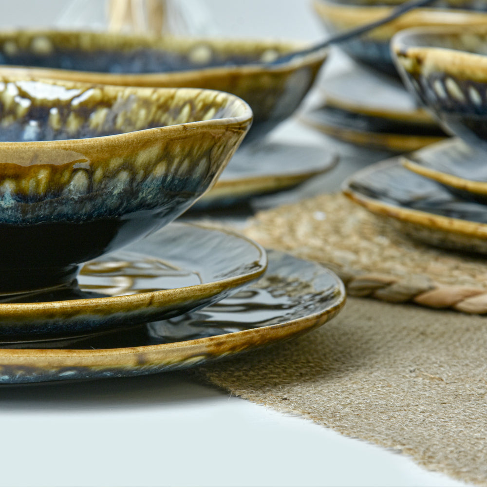Shizen Black Organic Dinner Set 18 Pieces for 6 People
