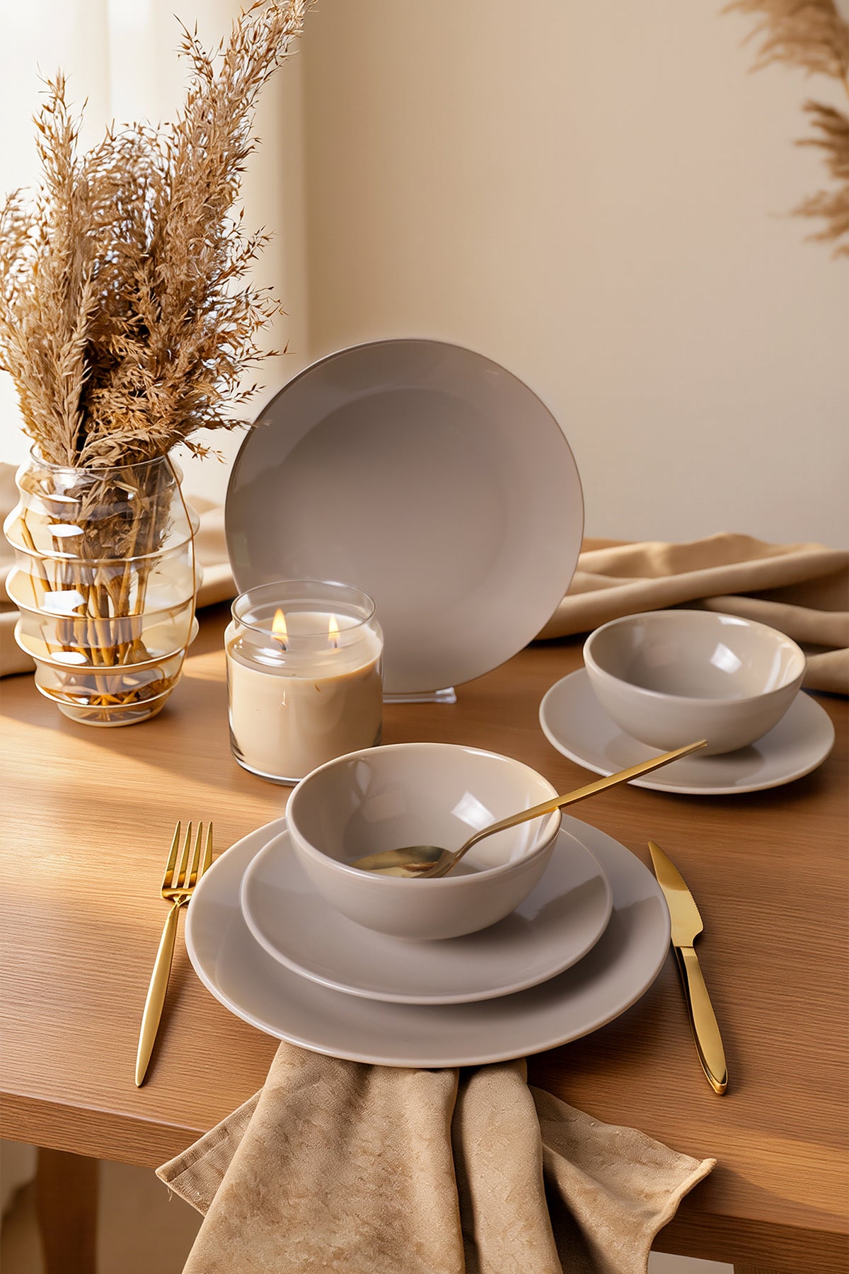 Taupe Kera 6-Piece Dinner Set for 2 People