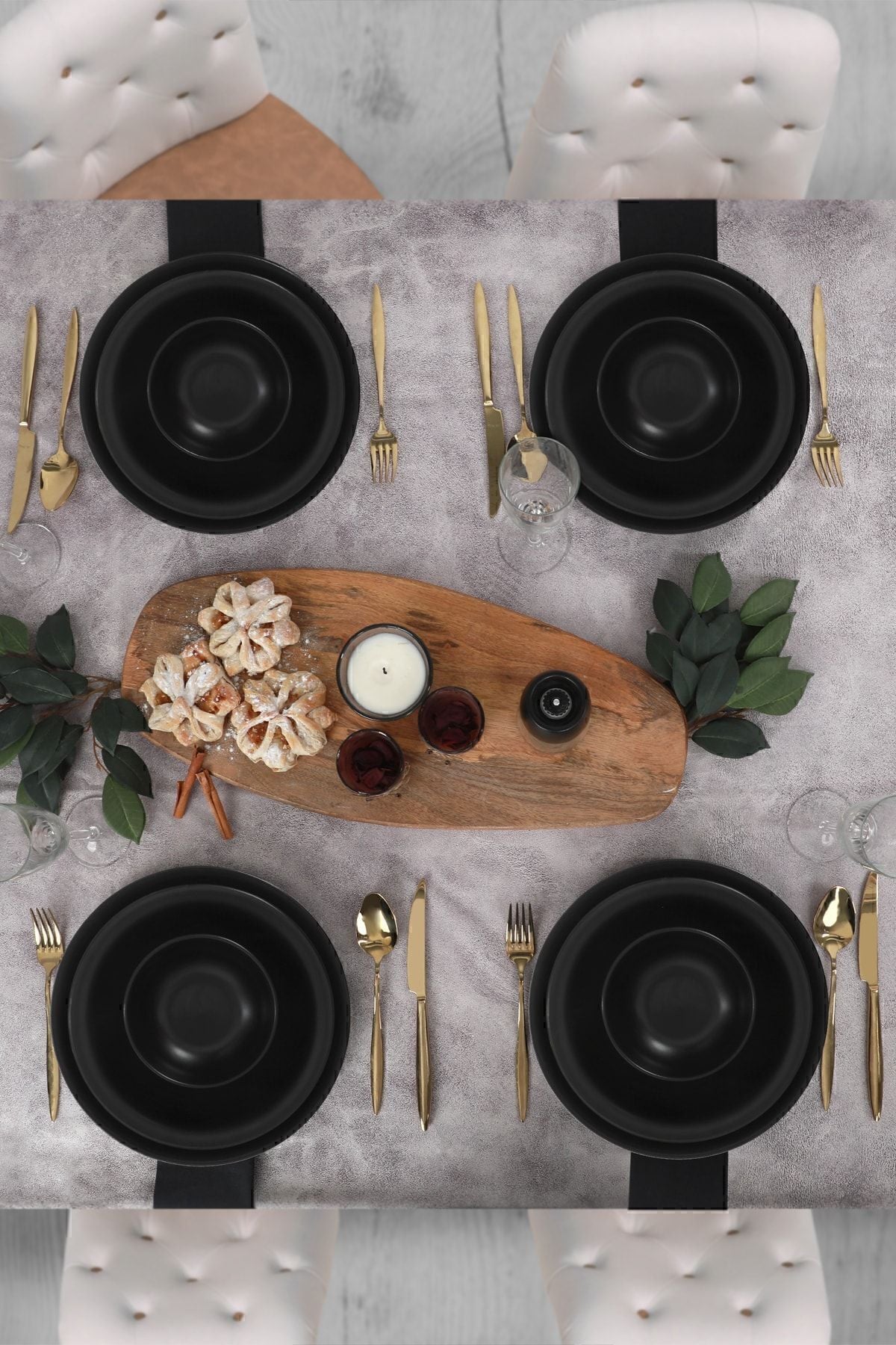 Aegean Matte Black 12-Piece Dinner Set for 4 People