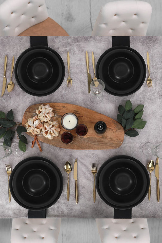 Aegean Matte Black 12-Piece Dinner Set for 4 People