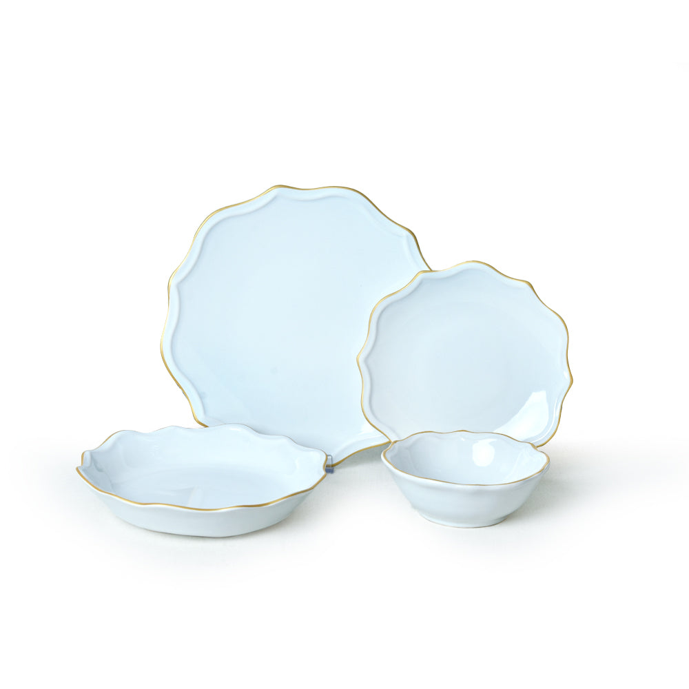 White Gold Netted Romeo Dinner Set 24 Pieces for 6 People