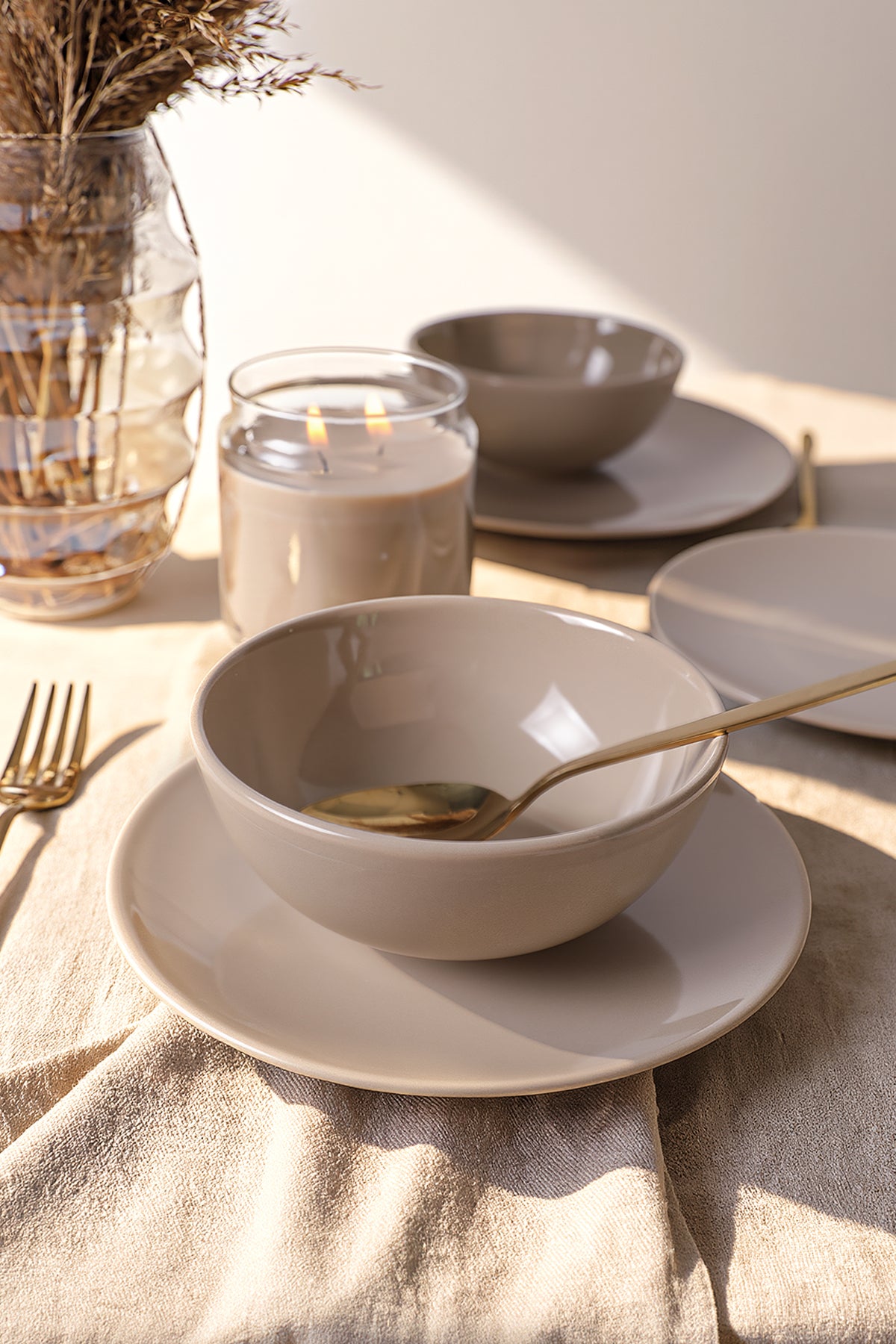 Taupe Kera 6-Piece Dinner Set for 2 People