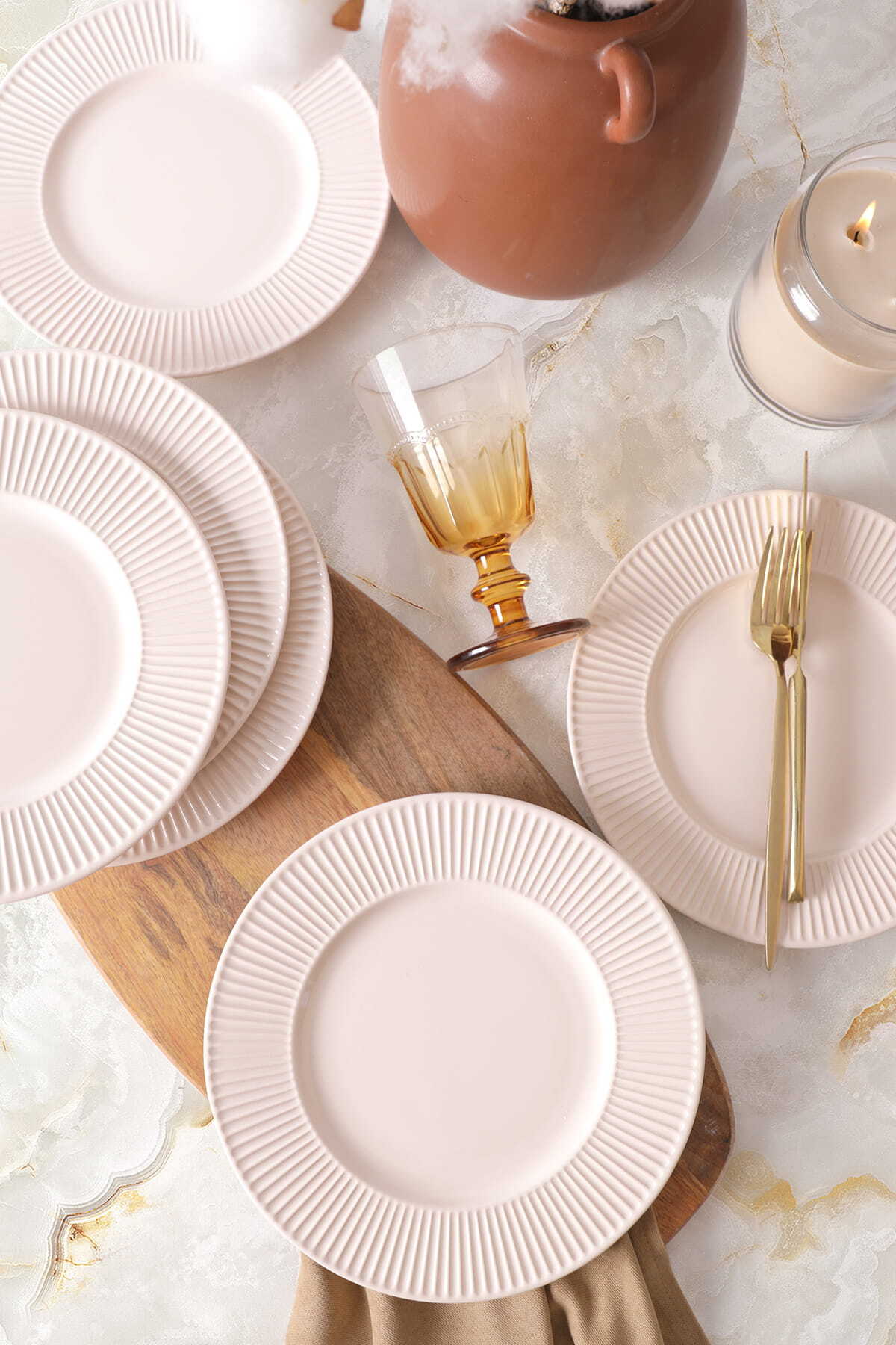 Cream Myra Pasta Plate 22 cm 6 Pieces