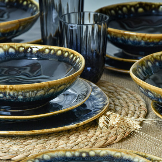 Shizen Black Organic Dinner Set 18 Pieces for 6 People