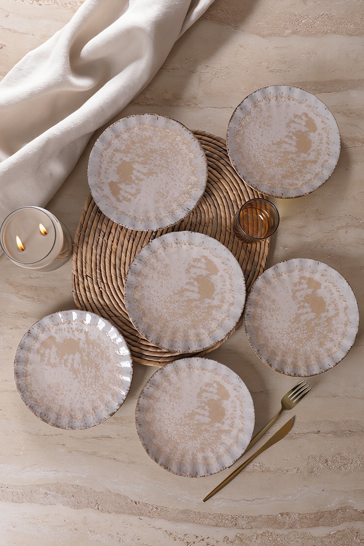 Vintage Cream Sirius Pasta Plate 22 cm 6 Pieces