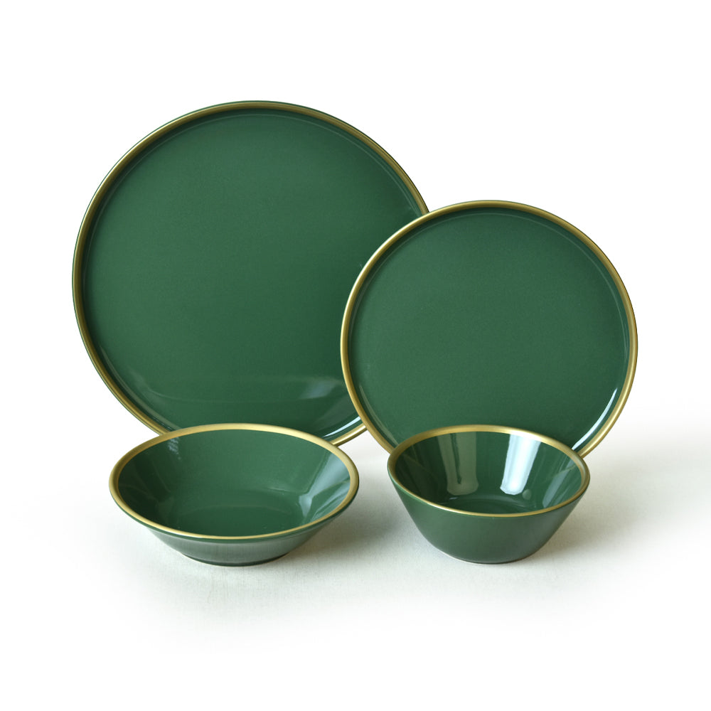 Green Gold Netted Nordic Dining Set 24 Pieces for 6 People