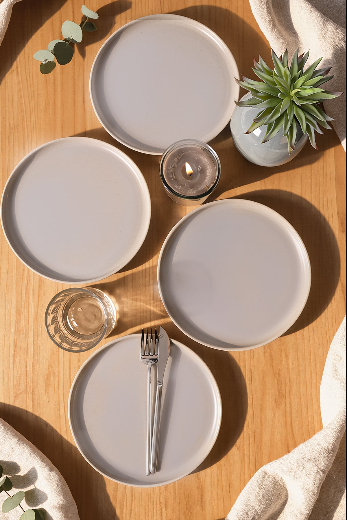 Matte Grey Nordic Plate 22 cm 4 Pieces
