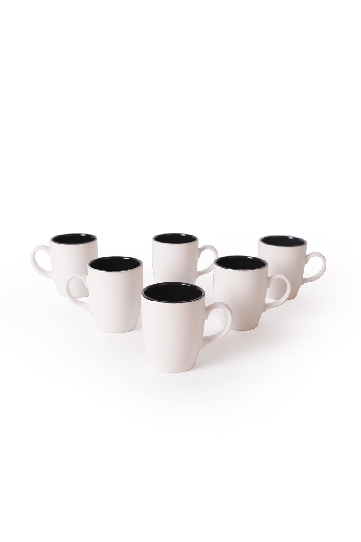 Matte White / Black Cloud Mug 9 cm 6 Pieces