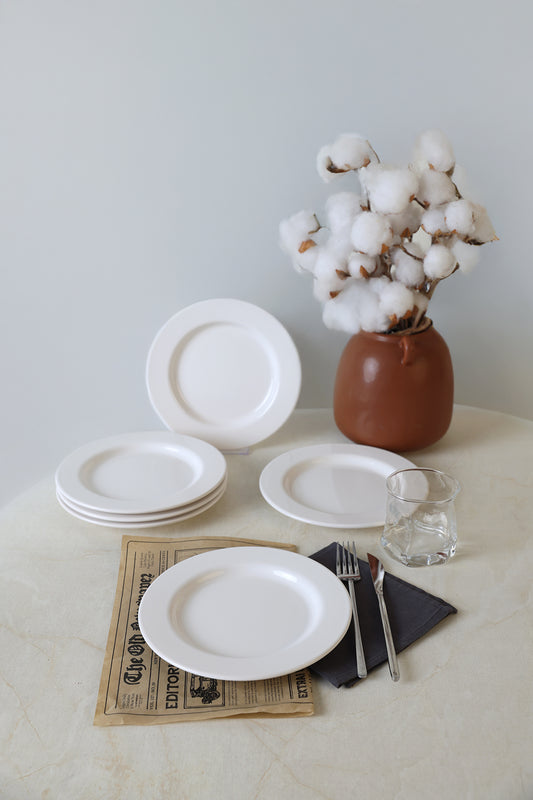 White Assos Dessert Plate, 22 cm, 6 Pieces