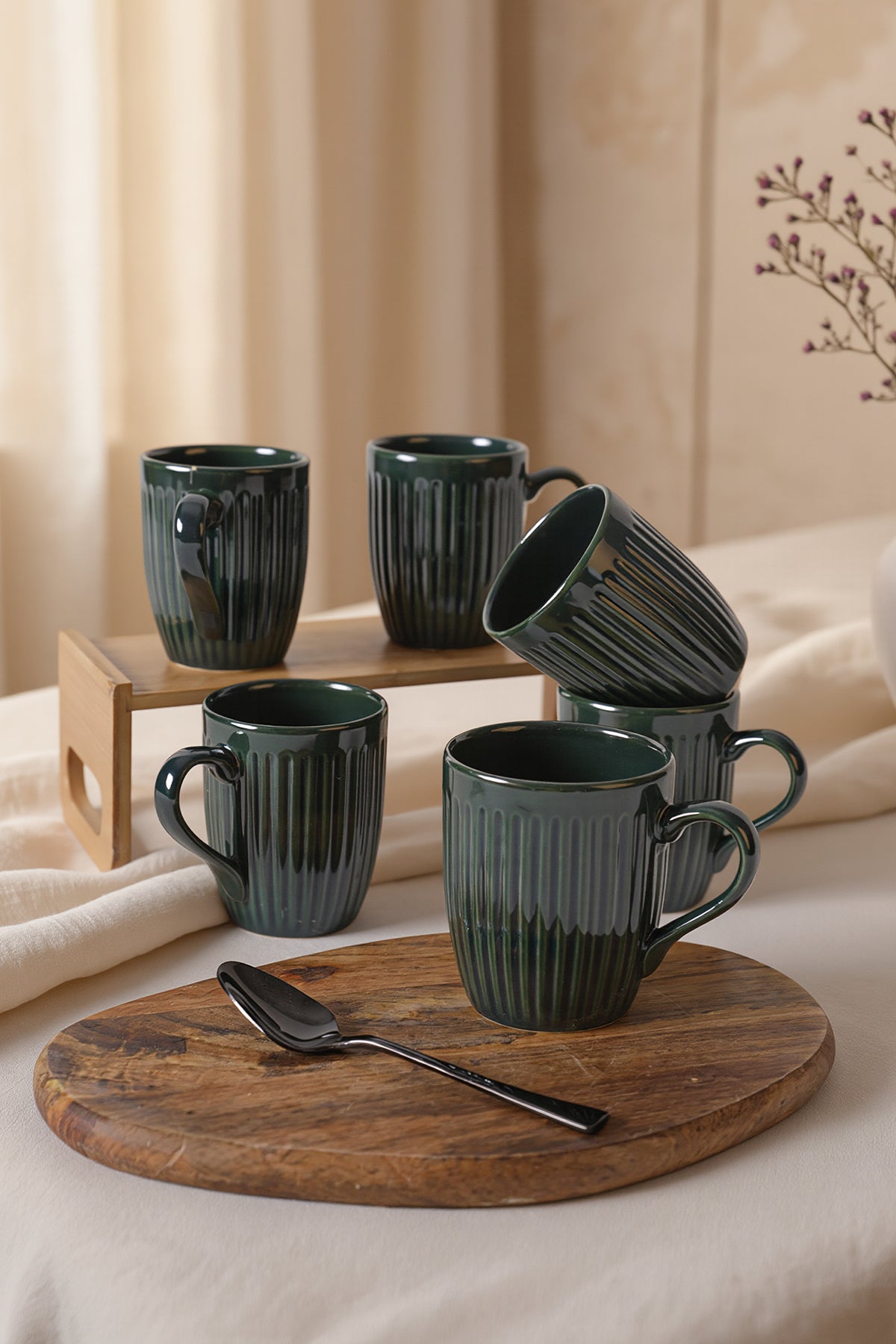 Emerald Cloud Line Relief Mug 9 cm 6 Pieces