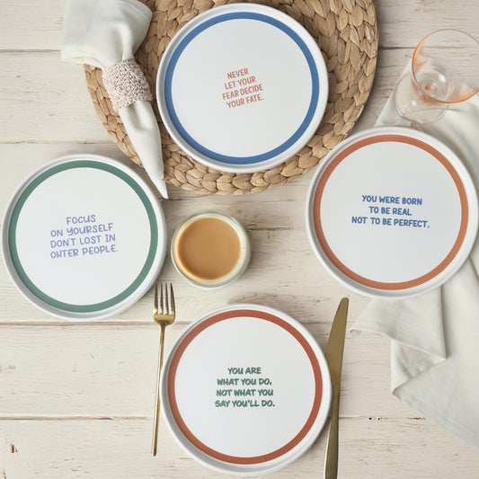 Motto Line Stackable Cake Plate 21 Cm 4 Pieces