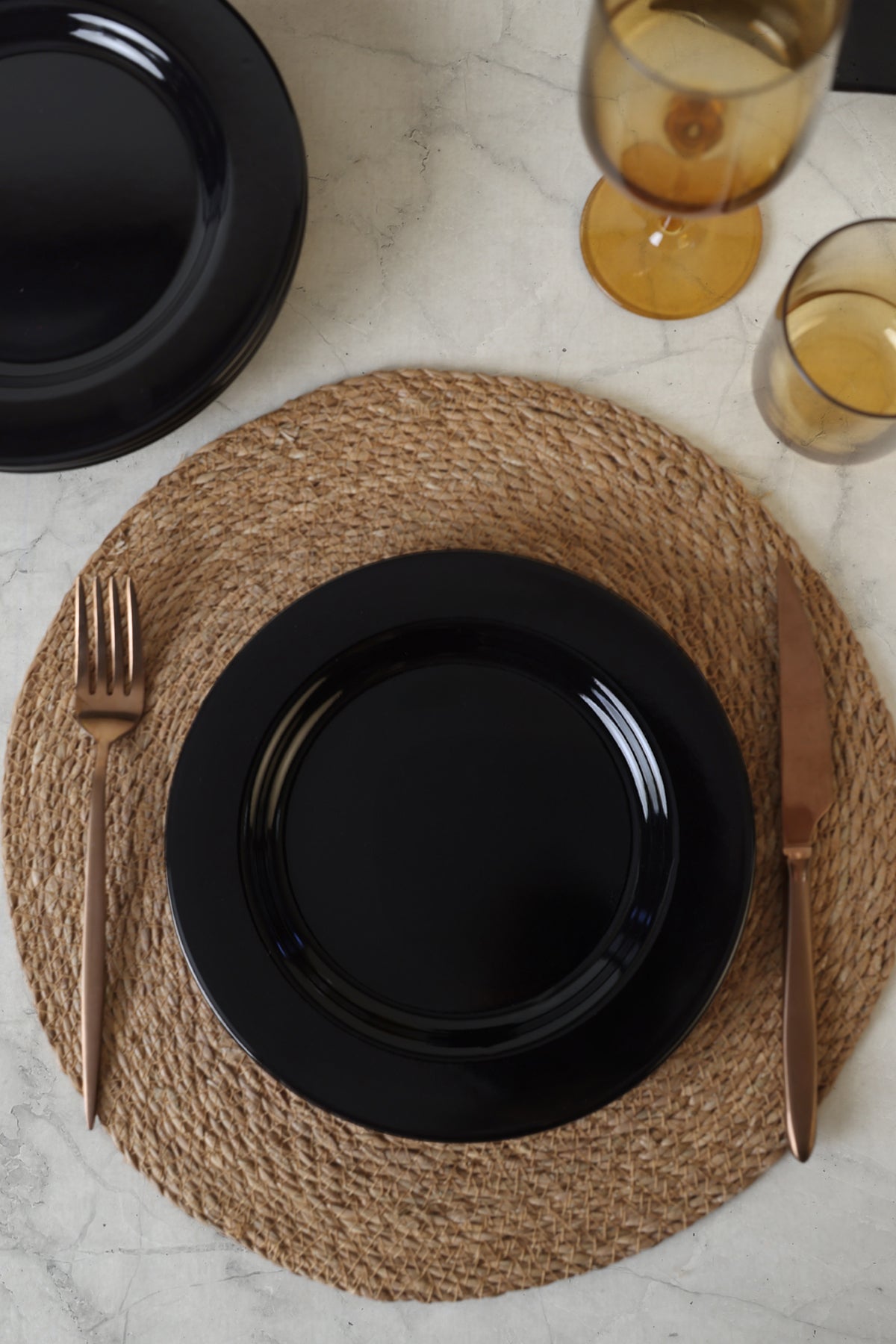 Black Assos Dessert Plate, 22 cm, 6 Pieces
